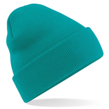 czapka beanie SZMARAGDOWA odwijana turkusowa morski piękny kolor
