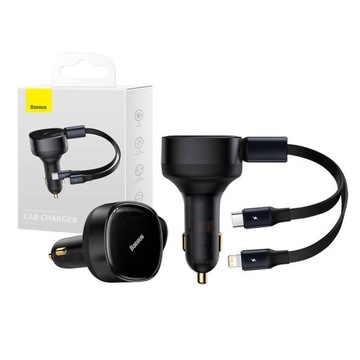 BASEUS ŁADOWARKA SAMOCHODOWA ZASILACZ QC 30W Z KABLEM USB-C LIGHTNING 0,75M