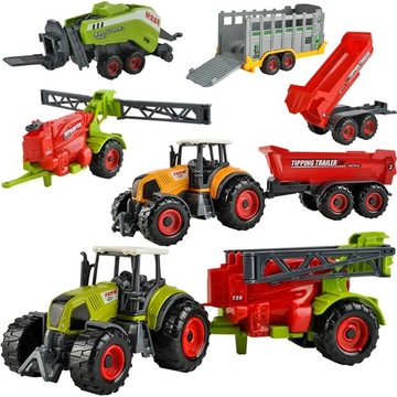 Duży Zestaw Traktory Maszyny Rolnicze Traktor Ciągnik Przyczepa Opryskiwacz