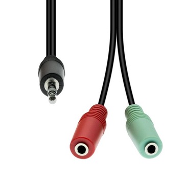 Kabel Mini-Jack ProXtend 4-Pin to 2x 3-Pin M-F 0.3m Czarny