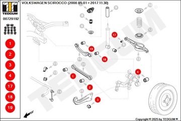 КОМПЛЕКТ ВТУЛОК ЗАДНЕЙ ПОДВЕСКИ AUDI SEAT SKODA VW