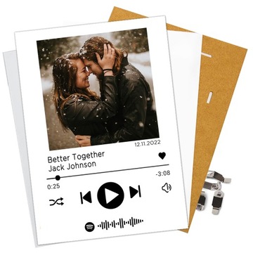 PLAKAT RAMKA PIOSENKA ZDJĘCIE SPOTIFY A3 PREZENT Z OKAZJI WALENTYNEK + IMIE