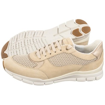 Buty Sneakersy Skórzane Damskie Geox D Sukie A Sand D35F2A Beżowe