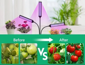 LAMPA LED GROW LIGHT UPRAWY WZROSTU ROŚLIN 3x PANELE 72 DIODY LED TIMER USB