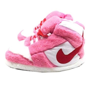 УТЕПЛЕННЫЕ ПЛЮШЕВЫЕ ТАПОЧКИ, РОЗОВЫЕ, NIKE JORDAN, размеры 36–43