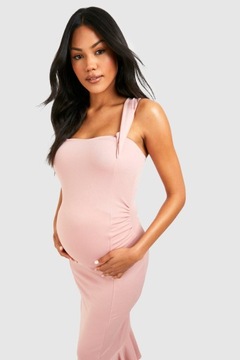 BOOHOO РОЗОВОЕ МИДИ-ПЛАТЬЕ ДЛЯ МАТЕРИАЛОВ С рюшами и бардо ДЕФЕКТ 42