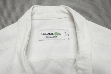 Lacoste regular lniana koszula len biała męska L 41