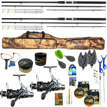 ZESTAW 2x wędka FEEDER 2x kołowrotek 63 elementy
