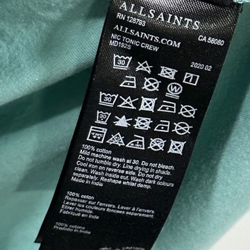 ALLSAINTS T-SHIRT Koszulka Turkus S