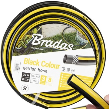 Садовый шланг 1/2 дюйма, 3 слоя, прочный, долговечный, 30 м, черный цвет, Bradas