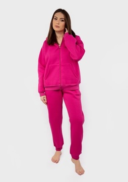 CIEPŁY GRUBY DRES DK-K-B1 BLUZA Z KAPTUREM, SPODNIE FUKSJA ROZMIAR S