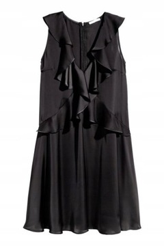 H&M 46 Satynowa sukienka z falbanami