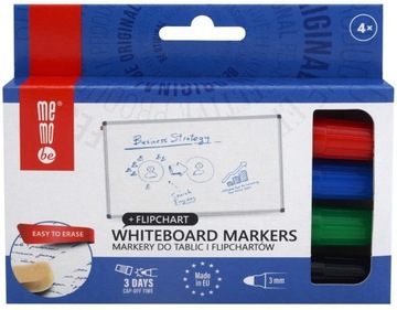 Marker suchościeralny/do flipchartów MemoBe MM350 okrągła 3mm 4 szt