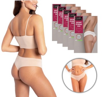 GATTA Stringi damskie SPORT STRING SISI bezszwowe 5-pak XL beż