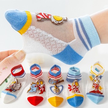 Transparent Socks Mesh Breathable Cartoon Character Crew Socks for Children