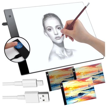 ДОСКА ДЛЯ ЧЕРТЕЖА С ПОДСВЕТКОЙ для светодиодного рисунка формата А4. РЕЖИМ ЯРКОСТИ.