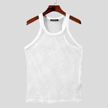 INCERUN Men Tank Tops Mesh See Through Sexy Summer