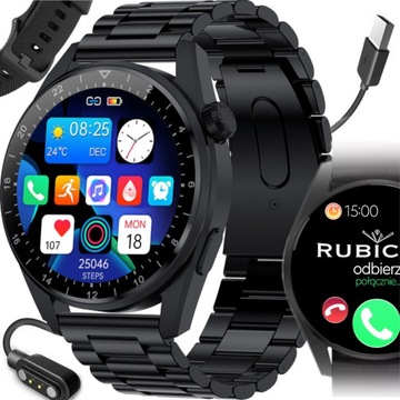 Smartwatch Zegarek Męski Rubicon Puls Ciśnienie Rozmowy Menu PL 2 Paski