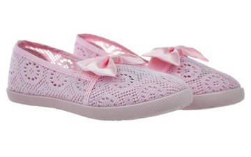 BALERINY KORONKOWE Z KOKARDĄ AŻUROWE 6240 PINK roz. 25