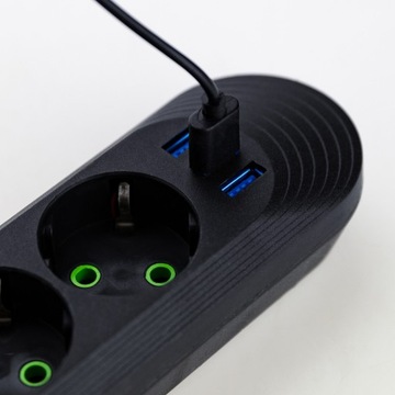 КАБЕЛЬ-УДЛИНИТЕЛЬ ДЛИНОЙ 5М, РАЗЪЕМ ПИТАНИЯ, 5 РАЗЪЕМОВ, 3 КНОПКИ ЗАЩИТЫ от перенапряжения USB.