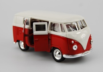 АВТОБУС WELLY 1963 VW VOLKSWAGEN T1 БЕЛЫЙ И КРАСНЫЙ НОВАЯ МЕТАЛЛИЧЕСКАЯ МОДЕЛЬ 1:34