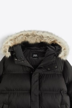 ZARA MAN PIKOWANA KURTKA PUCHOWA PARKA KAPTUR M/L