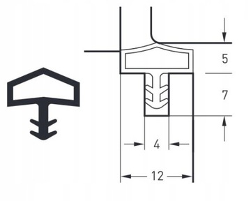 Uszczelka wciskana do futryn drewnianych, MDF 1mb