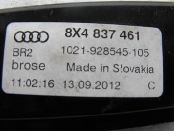 AUDI A1 8X MECHANIZMUS OKNO LEVÝ PŘEDNÍ 8X4837461