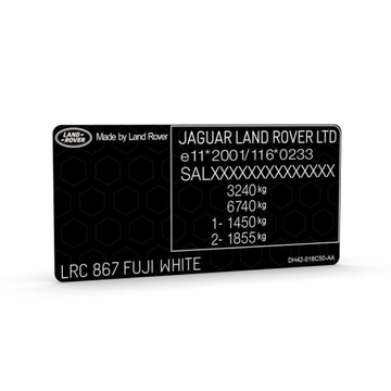 LAND ROVER JAGUAR USA TABULKA NÁLEPKA VÝROBNÍ ŠTÍTEK ZASTEPCZA VIN