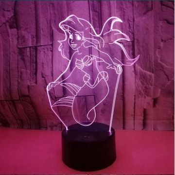 3D LED РУСАЛКА НОЧНИК ARIEL USB + ПУЛЬТ ДИСТАНЦИОННОГО УПРАВЛЕНИЯ