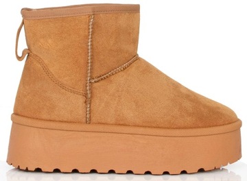 7907 CAMEL OCIEPLANE BOTKI ŚNIEGOWCE NA PLATFORMIE GRUBA PODESZWA 38