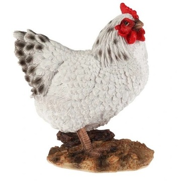 Kura Kurka Biała FIGURKA Ogrodowa 19cm Rzeźba Taras do Ogrodu DEKORACYJNA