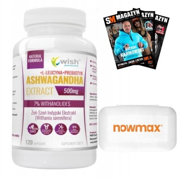 WISH ASHWAGANDHA ŻEŃ SZEŃ EKSTRAKT KONCENTRACJA PAMIĘĆ 120 kaps + PILL BOX