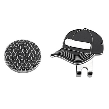4 модных алюминиевых зажима для шляпы для гольфа с дизайном кепки для гольфа и шариковым маркером черного цвета