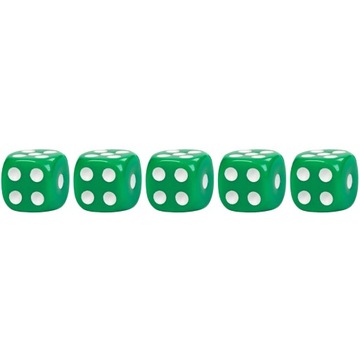 ZESTAW 5 KOSTEK K6 RPG ZIELONA KOŚĆ SZEŚCIOŚCIENNA 1,6 CM