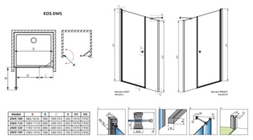 RADAWAY Eos DWS Душевая дверь 100x197 ЛЕВАЯ