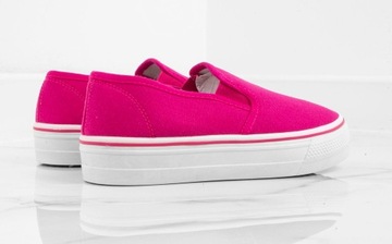 TRAMPKI RÓŻOWE TENISÓWKI SLIP ON NA PLATFORMIE 40