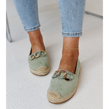 Zielone Skóra ekologiczna Buty Espadryle r.37