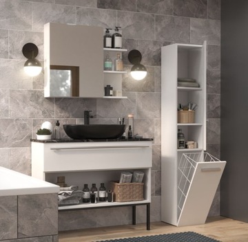 ШКАФ ДЛЯ ВАННОЙ КОМНАТЫ КНИЖНЫЙ ШКАФ КОРЗИНА NEL IV БЕЛЫЙ M