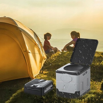 Folding Camping Toilet Portable Toilet with Lid for Car Camping Long Green