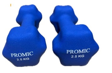 HANTLE PROMIC 2x2.5KG TRENING SIŁOWNIA CIĘŻARKI FITNESS WINYLOWE NIEBIESKIE