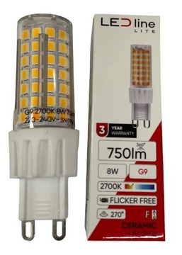 Żarówka LED G9 8W 750lm ciepła 2700K MEGA MOCNA LL
