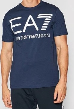 EA7 EMPORIO ARMANI męski t-shirt granatowy bawełniany koszulka logo XXL