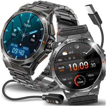 SMARTWATCH MĘSKI ZEGAREK ROZMOWY MENUPL IP68 AMOLED 400mAh ROZMOWY 2 PASKI