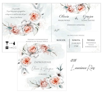 Zaproszenia ślubne boho F na ślub, różne WZORY, personalizacja + koperta 10
