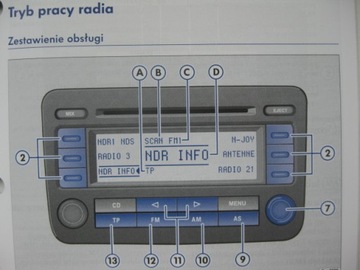 VW RCD 300 Руководство пользователя польского пользователя Radio RCD 300 VW красочное оригинал