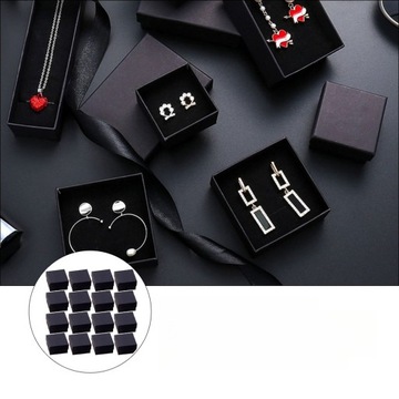 CZARNE PUDEŁKO NA BIŻUTERIĘ PUDEŁKA PREZENTOWE 72 SZT