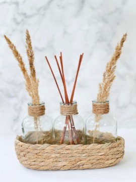 НАБОР 3 ВАЗЫ СТЕКЛЯННЫХ БУТЫЛОК + КОРЗИНА БОХО