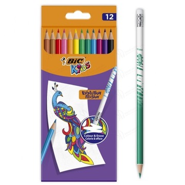 Bic kredki Evolution z gumką 12 kolorów