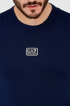 EA7 Granatowy t-shirt męski z naszywką z logo XXL